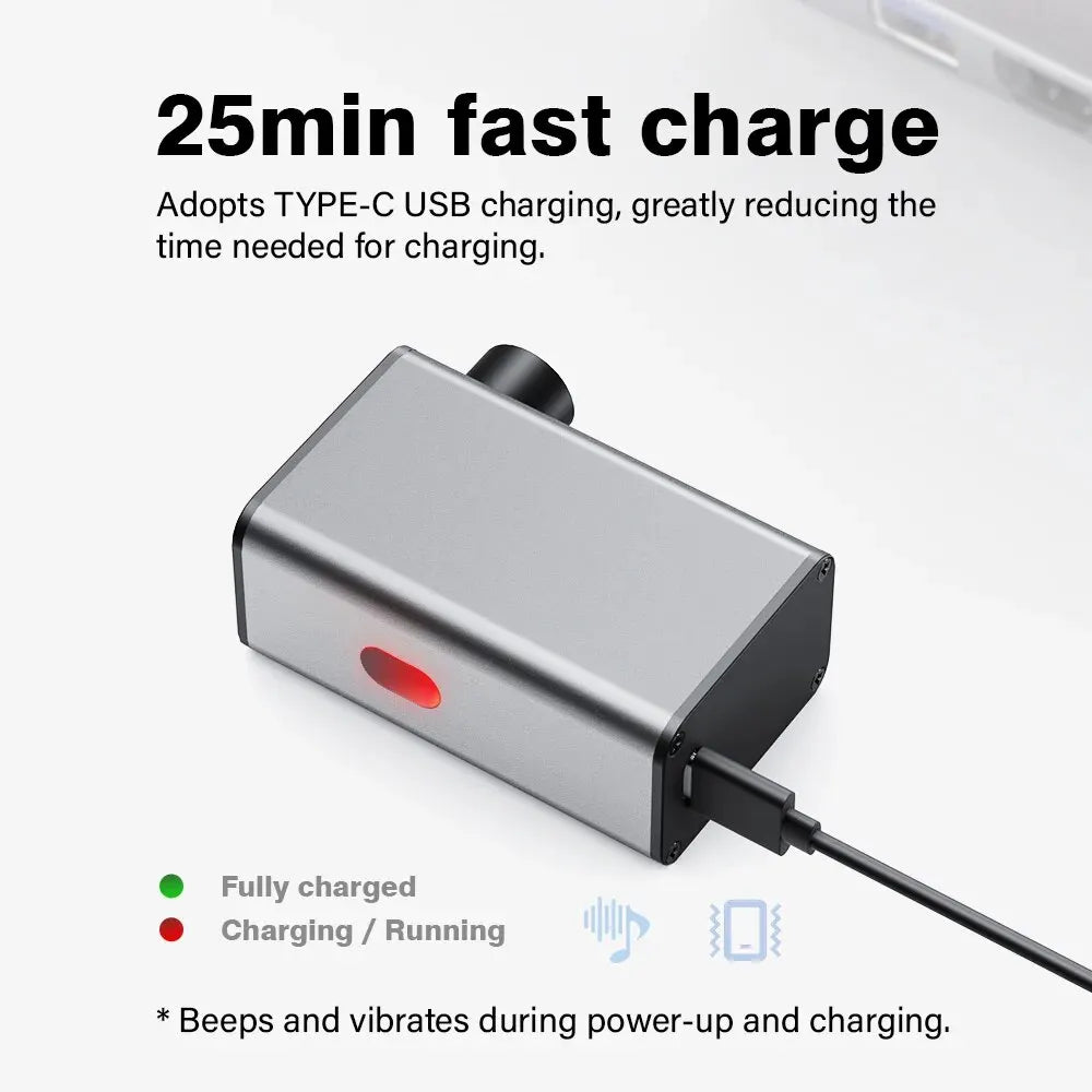 A3 Mini Electric Bicycle Air Pump Cordless Aluminum Inflator Grey