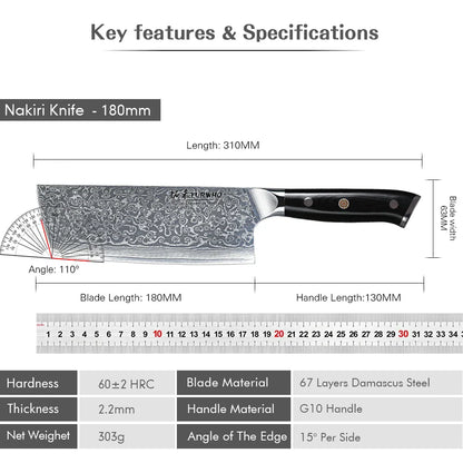 Professional 7-Inch Damascus Steel Meat Cleaver VG10 Core Black