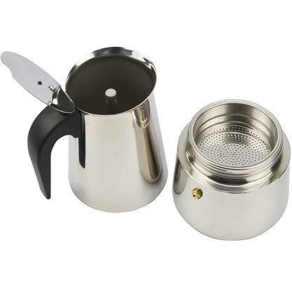 9 Cup Stainless Steel Coffee Maker Moka Pot Stovetop Espresso Maker Silver