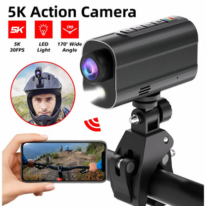 5K Action Camera with LED Light 64GB Included Black