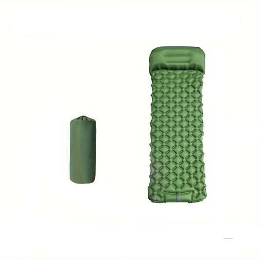 Ultralight Inflatable Camping Sleeping Pad with Built-In Pillow Green