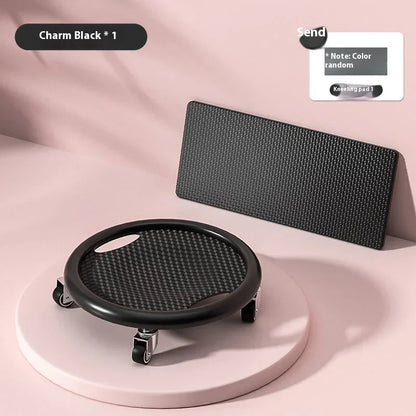 Multi-Directional Ab Wheel Roller Compact Sliding Plate Black