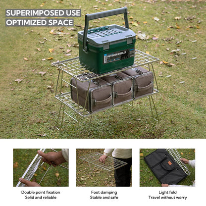 Heavy-Duty Camping BBQ Table Foldable Grill Silver