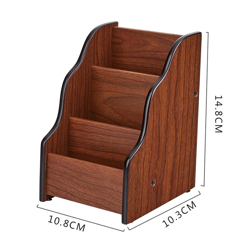 3 Grid Bamboo Remote Control Storage Box Stationery Remote Control Headphone Cable Cell Phone Desktop Storage Box Organizer