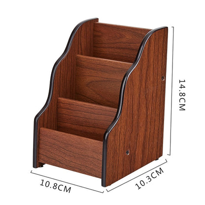 3 Grid Bamboo Remote Control Storage Box Stationery Remote Control Headphone Cable Cell Phone Desktop Storage Box Organizer