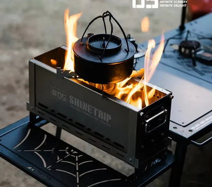 Foldable Secondary-Burn Camping Stove Silver