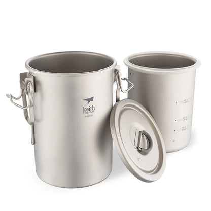 Titanium Steamer Pot Camping Cookware Silver