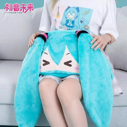Anime-Inspired Hooded Plush Shawl Blanket