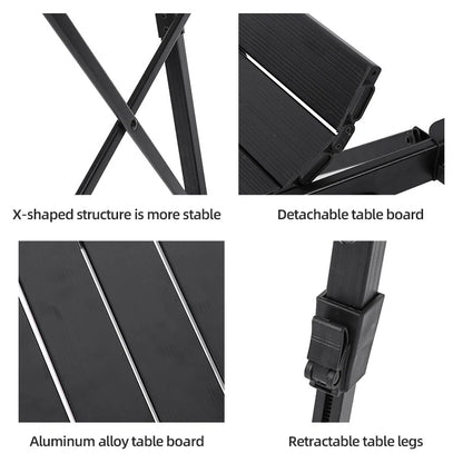 Multifunctional IGT Camping Table Adjustable Aluminum Alloy Black