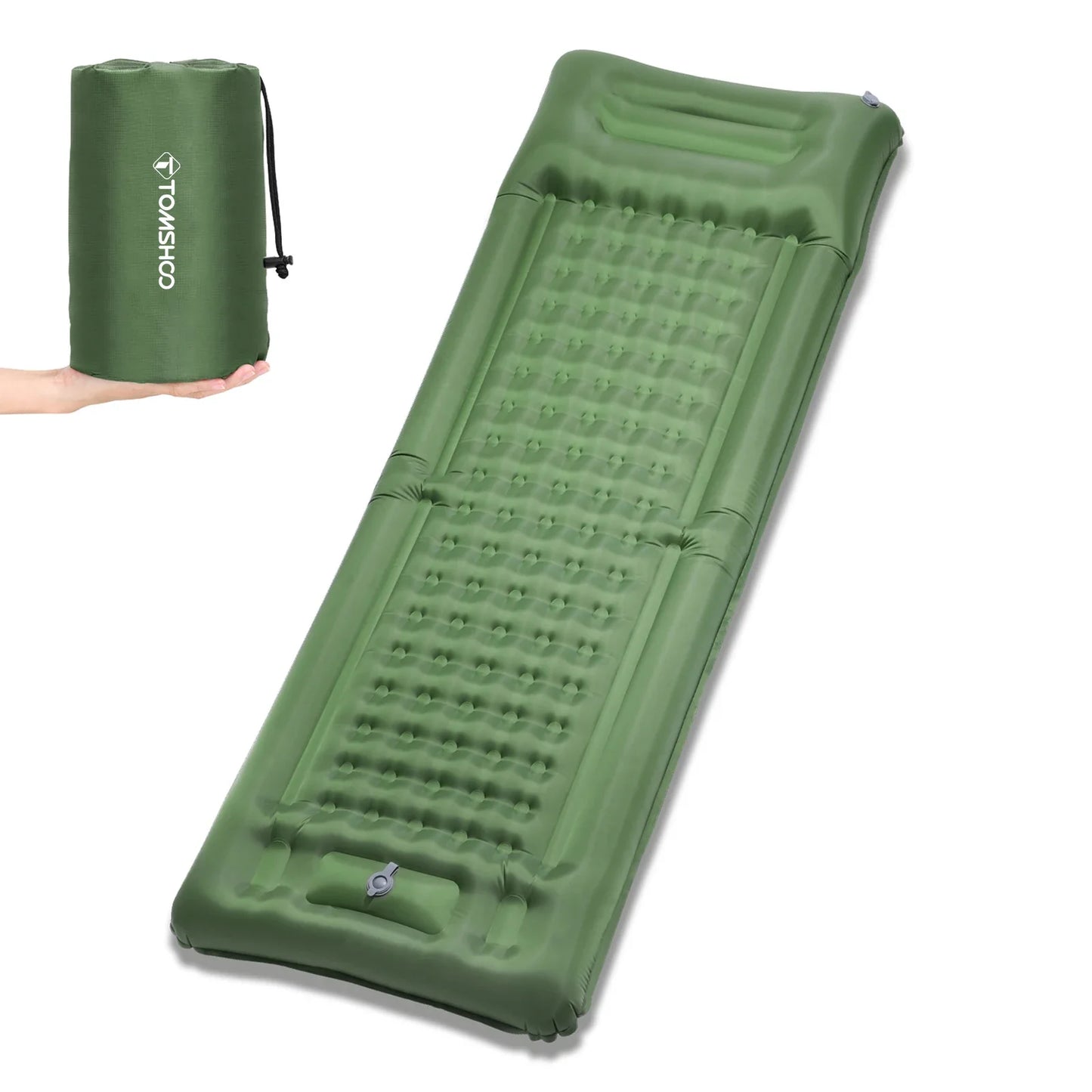 Inflatable Sleeping Pad with Built-In Pump Army Green