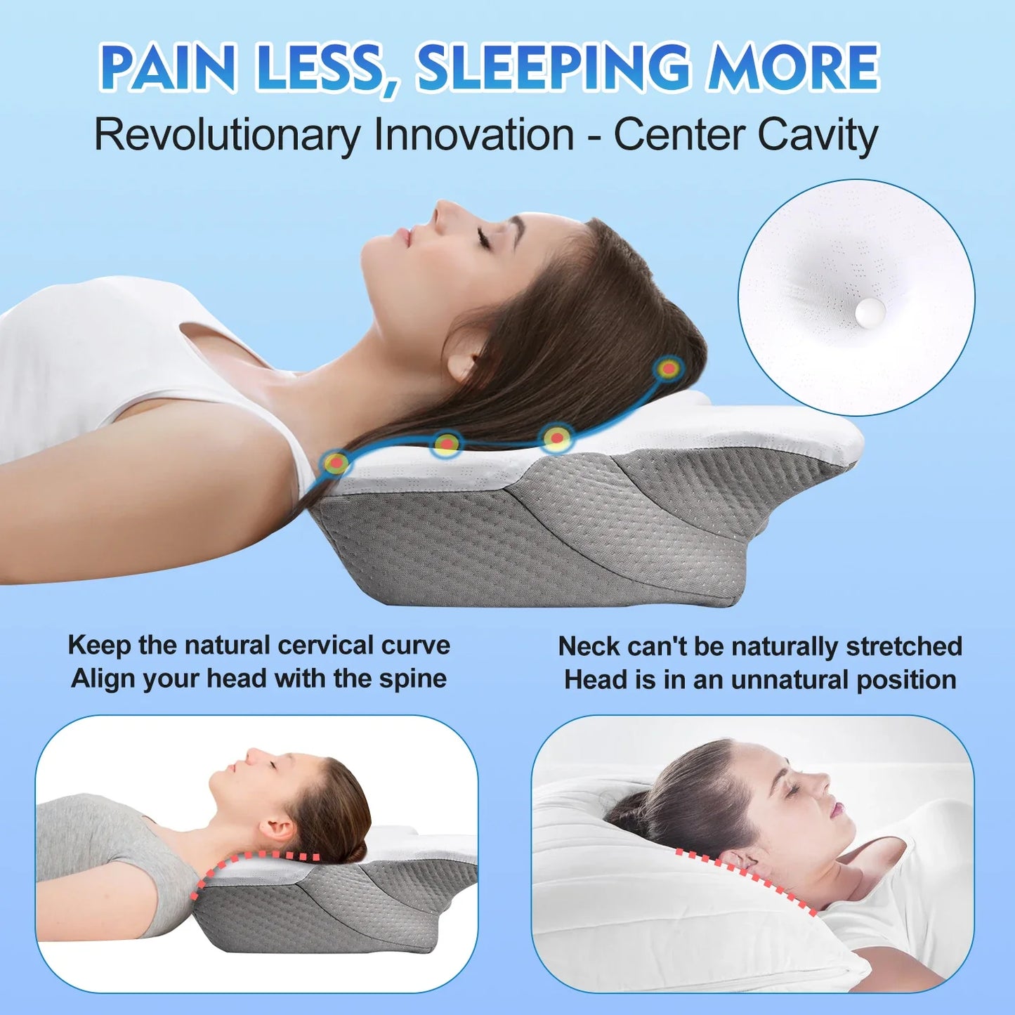 Orthopedic Memory Foam Cervical Pillow Support White