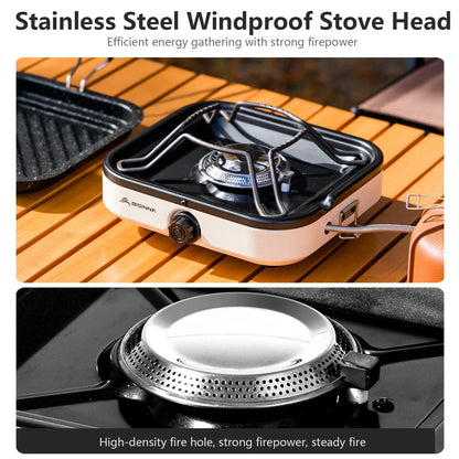 3500W Split Camping Gas Stove High Firepower Cassette Burner White