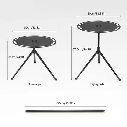 Round Camping Table with Telescopic Fishing Light Pole