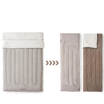 2-Person Camping Portable Detachable Double Sleeping Bag Grey