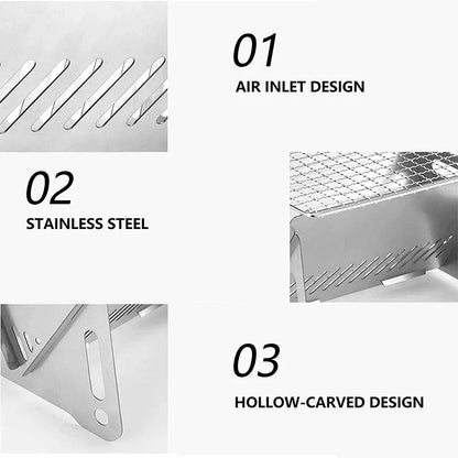 Portable Folding Grill Heating Stove Silver