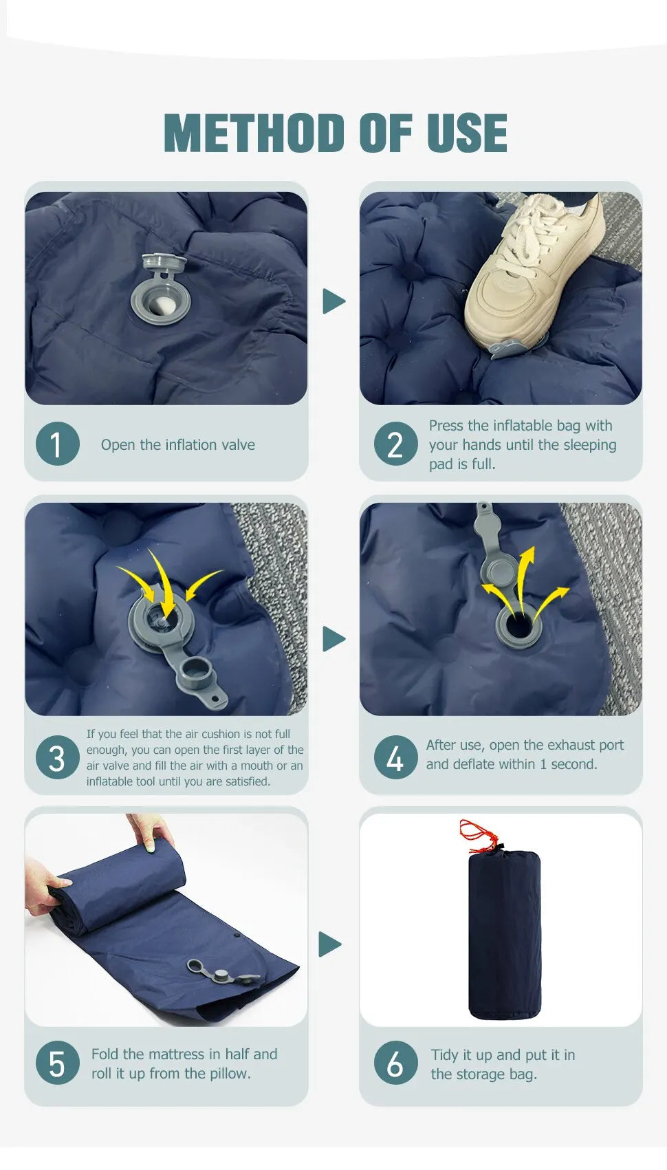 Double Inflatable Mattress with Built-in Pillow Pump