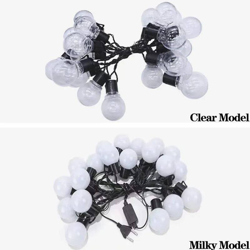 G50 LED Fairy String Lights - Outdoor Garden Patio Christmas Decor (5m, Warm White/Clear)