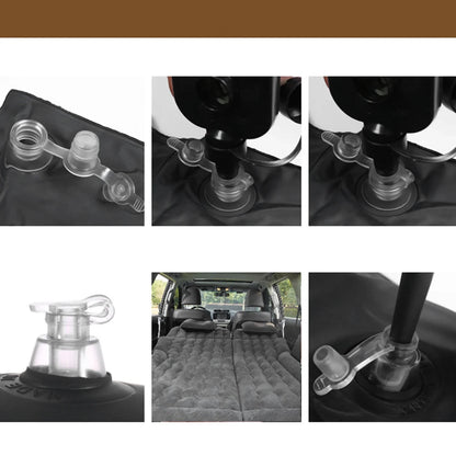 2-in-1 Car Inflatable Mattress Soft PVC Flocking Travel Bed with Pump Black