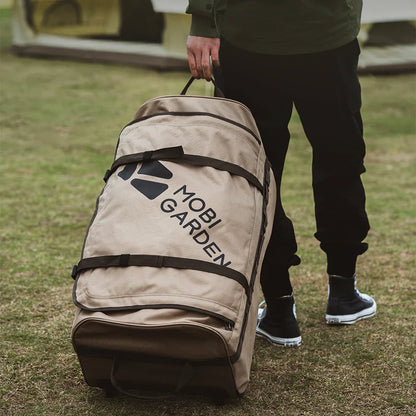 Camping Trolley Storage Bag 80L Duffel with Wheels Brown