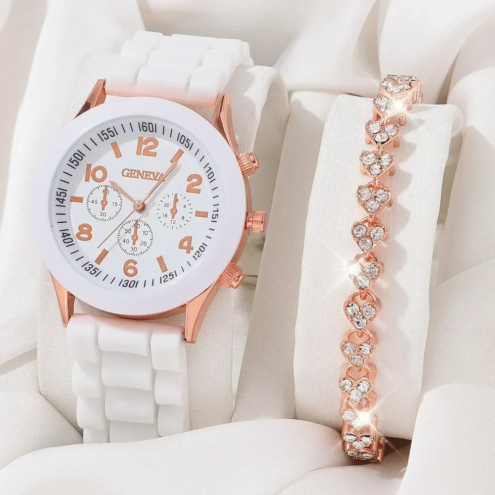 Womens Watch Jewelry Bracelet Ring Set (WT-SL)