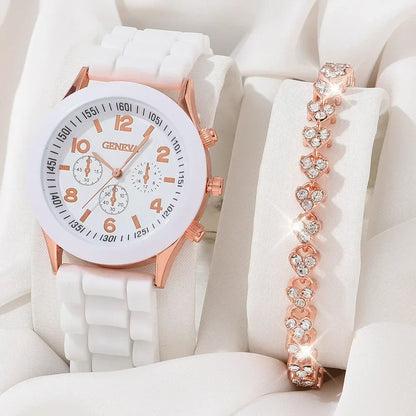 Womens Watch Jewelry Bracelet Ring Set (WT-SL)