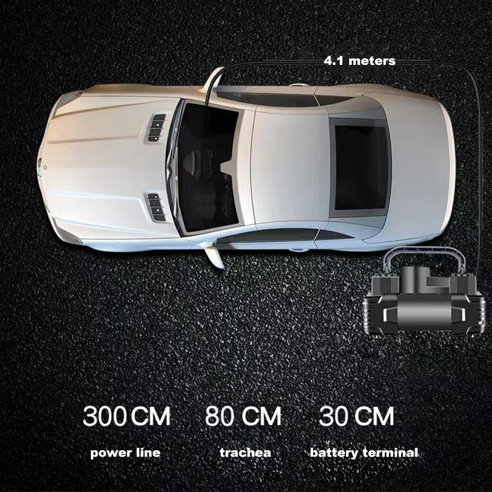 12V 150PSI Heavy-Duty Dual Cylinder Air Compressor Digital Tire Inflator Black