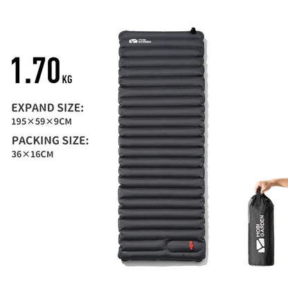 Inflatable Air Mat with Pump Single Sleeping Pad Gray