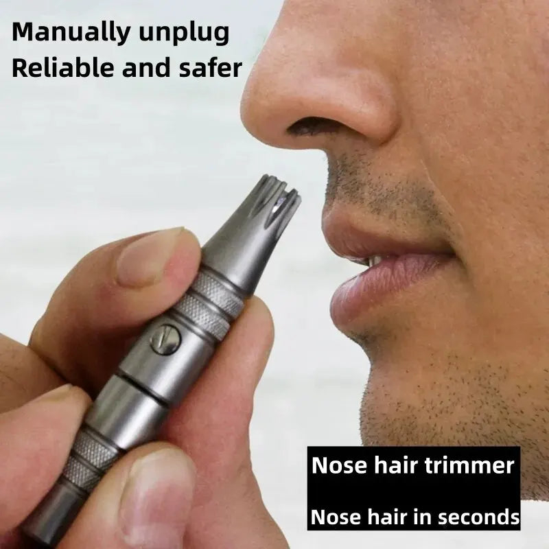 Smooth And Clean Stainless Steel Manual Nose Hair Trimmer for Men Silver