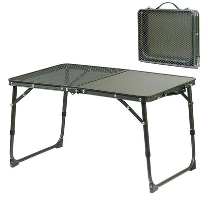 Ultralight Folding Camping Table Adjustable Height Outdoor Desk Green