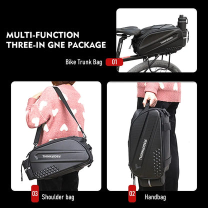 14L Bicycle Hard Shell Hunch Waterproof PU Bike Tail Bag Black