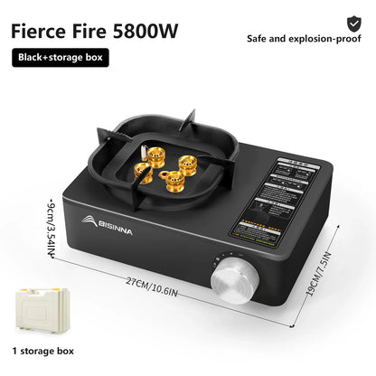 5800W Camping Gas Stove Overvoltage Protection Black
