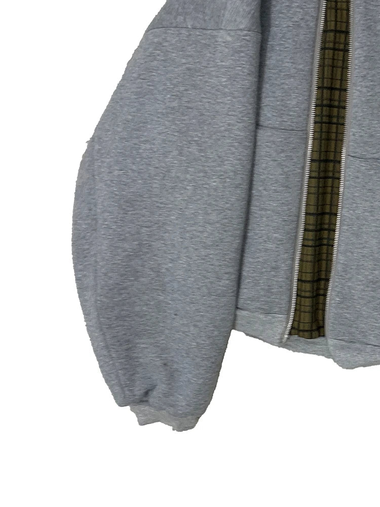 Reversible Plaid-Lined Oversized Hoodie
