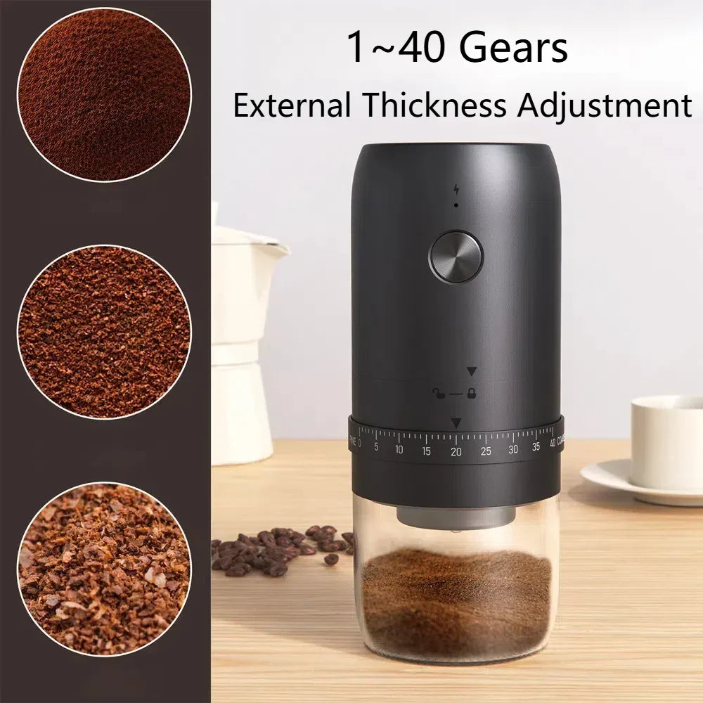 1800mAh Electric Coffee Grinder 40 Level Adjustable Burr Grinder Black