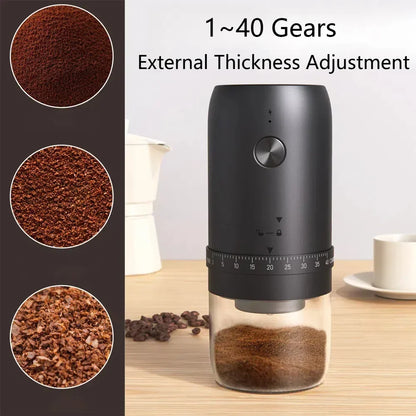 1800mAh Electric Coffee Grinder 40 Level Adjustable Burr Grinder Black