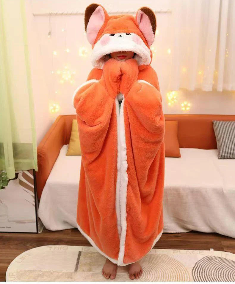 Cartoon Fox Wearable Blanket Cloak