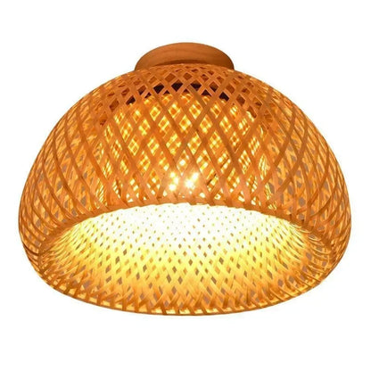 Handmade Boho Bamboo Wicker Ceiling Light Brown