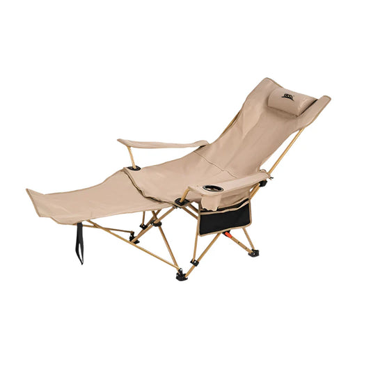 2-in-1 Reclining Camping Chair Adjustable Khaki
