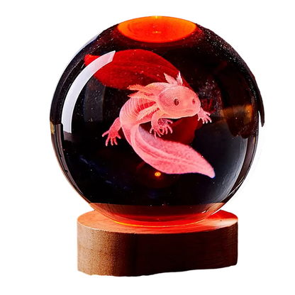 3D Colorful Axolotl laser Crystal Ball night light