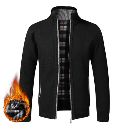 Men's Fleece Zip Cardigan Jacket Slim Fit Knit