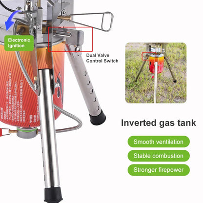 Adjustable Height Outdoor Gas Stove Foldable Windproof Burner Silver