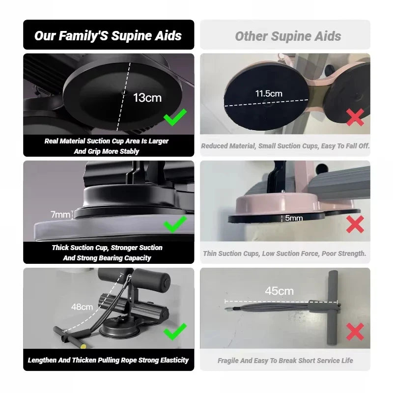 Sit-Up Bar with Suction Cup Black