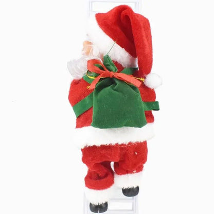 Electric Climbing Santa Claus Christmas Ornament - Festive Red Ladder