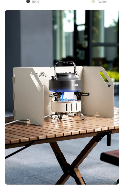 Foldable Carbon Steel Gas Stove Windshield Screen White