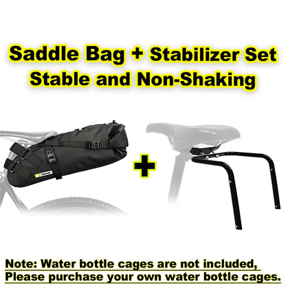 13L Bike Saddlebag with Stabilizer Rack Rainproof Storage Set Black