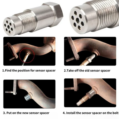 2PCS O2 Sensor Spacer Adapter–M18x1.5 Catalyst CEL Fix Silver