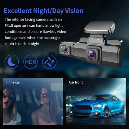2K 1440P WiFi Dual Lens Dash Cam with Night Vision Black