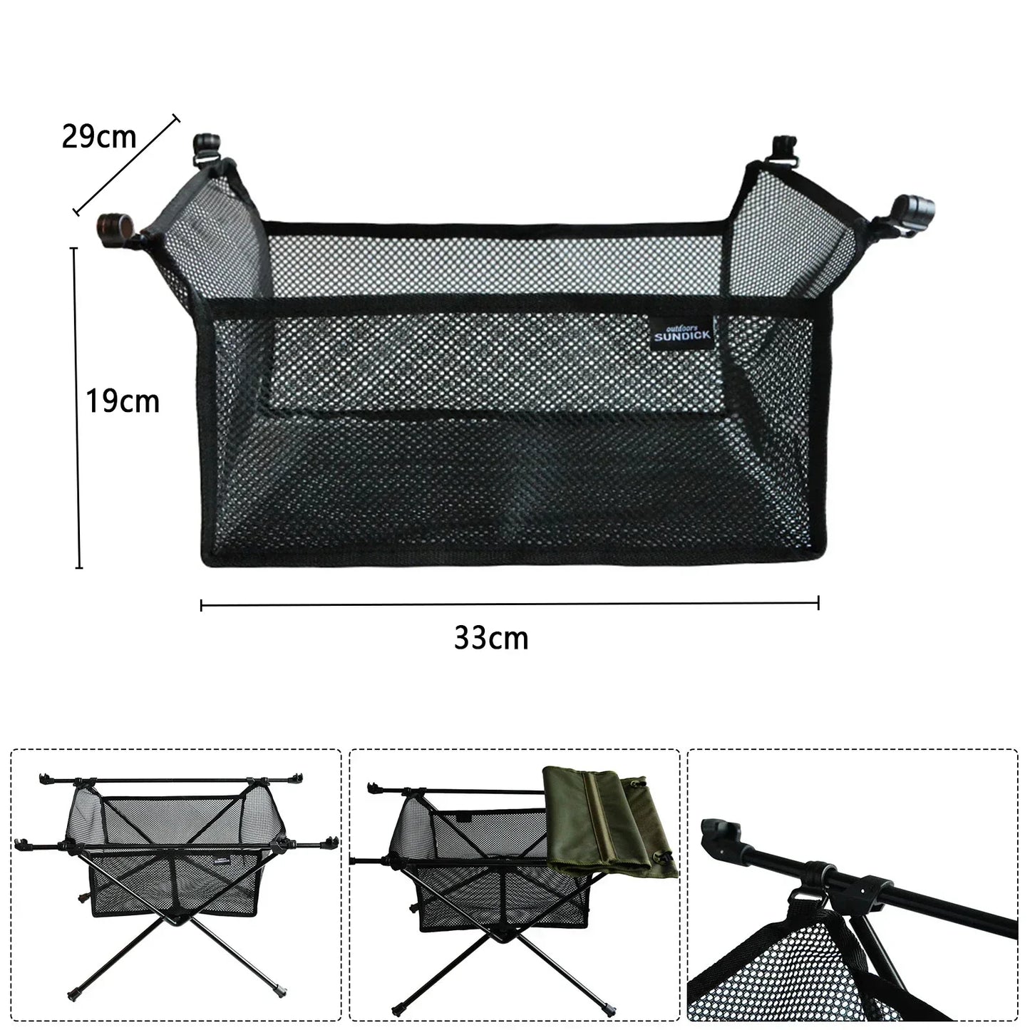 Folding Table with Portable Storage Net