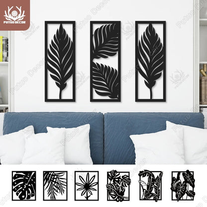 Boho Tropical Leaves Wooden Wall Art