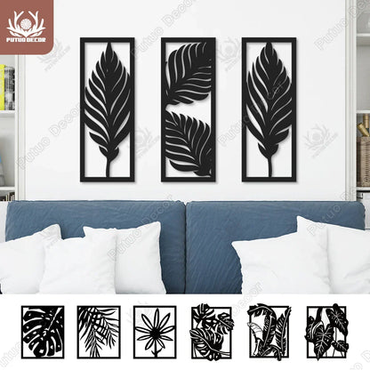 Boho Tropical Leaves Wooden Wall Art