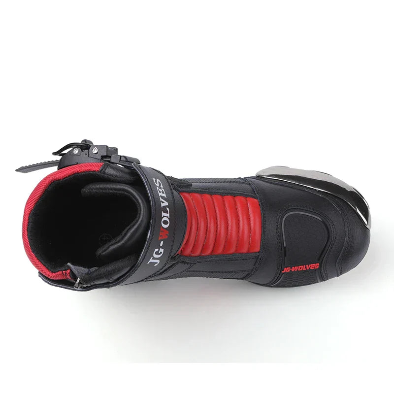 Men's Top Layer Cowhide Waterproof Professional Motorcycle Riding Shoes